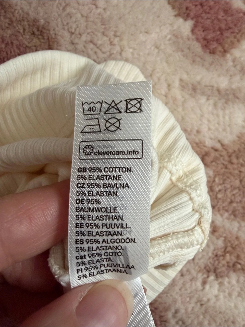 H&M Cream Ribbed Baby Beanie with Ear Details